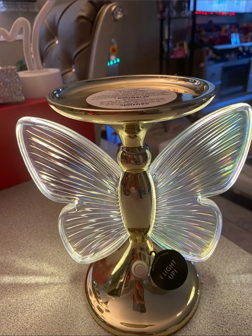 Gold Butterfly LED Accent Candle Holder - Gold